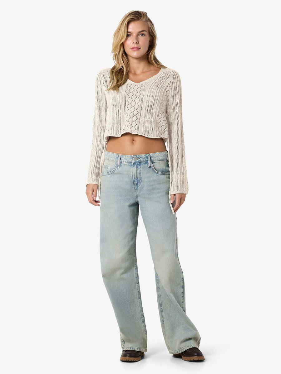 Noisy May NMLUNA SIDE RUCHED  KNITTED PULLOVER, Birch, highres - 27033093_Birch_004.jpg