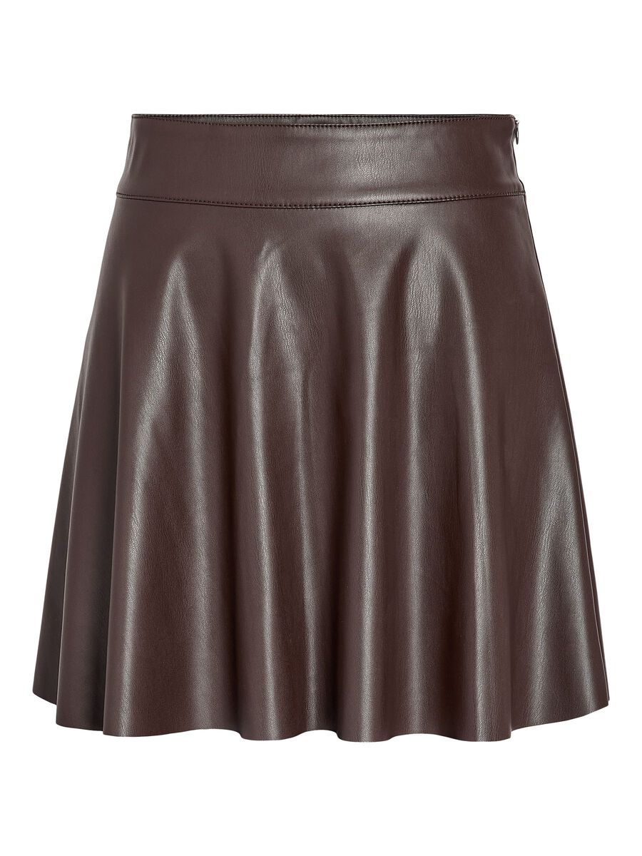 Carousel image 2 FAUX LEATHER SKIRT, Chocolate Brown