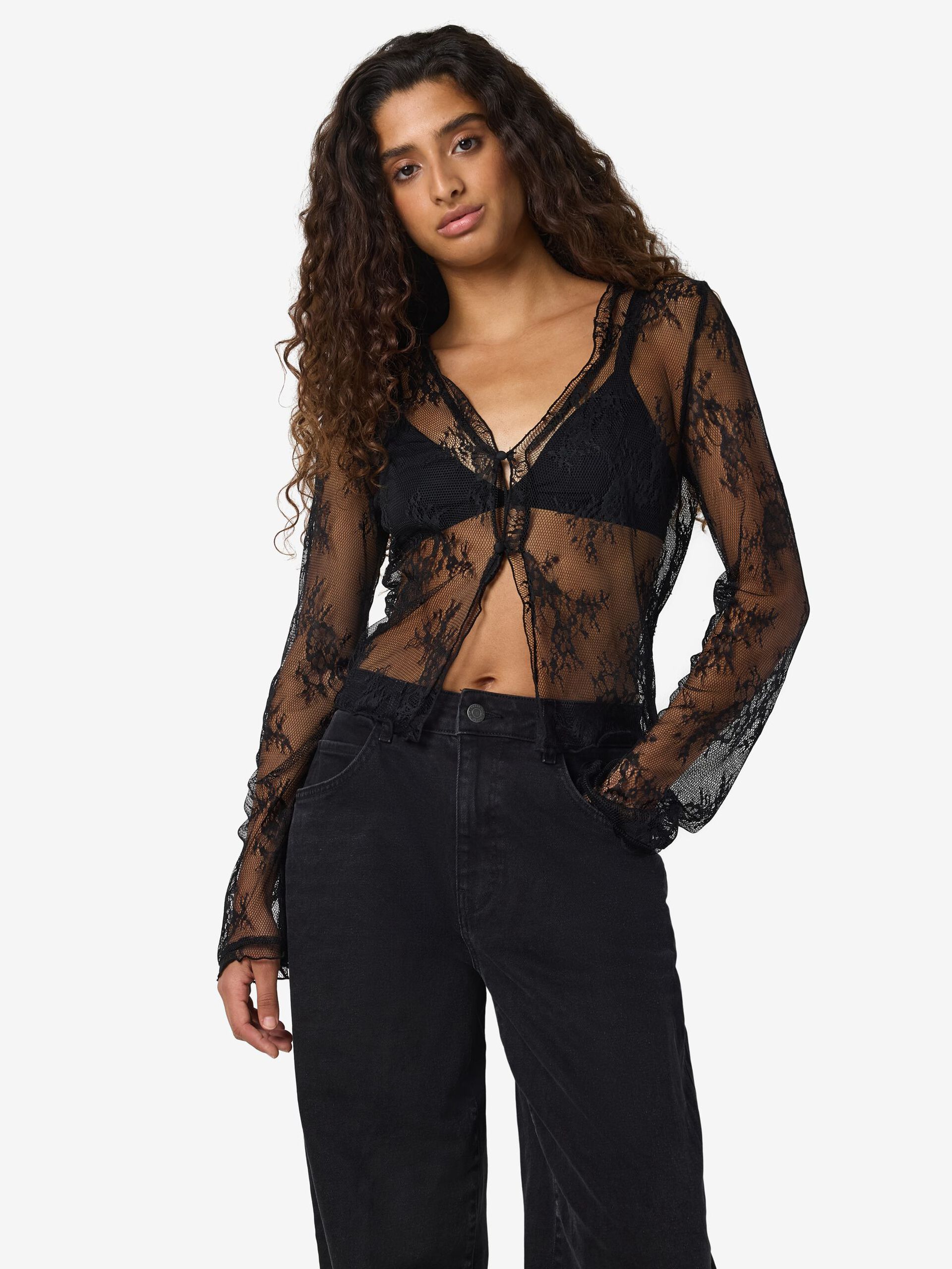 Carousel image - LACE CARDIGAN, Black | 5