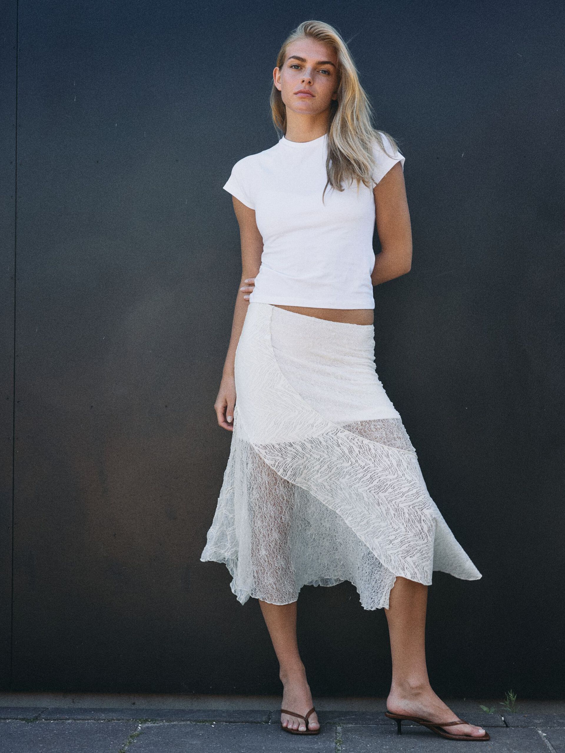 Carousel image - LACE MIDI SKIRT, Cloud Dancer | 7