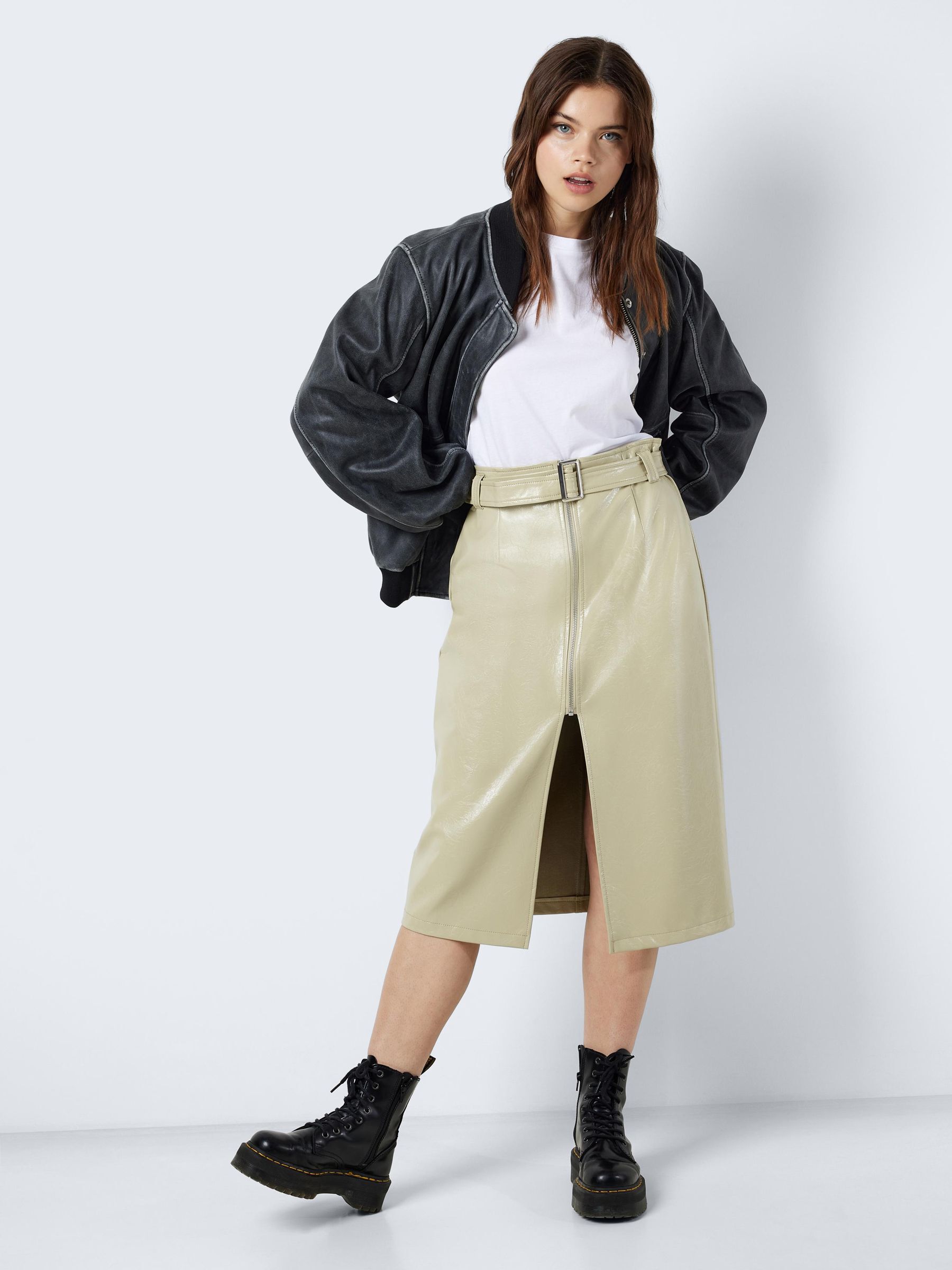 Jupe simili cheap cuir beige