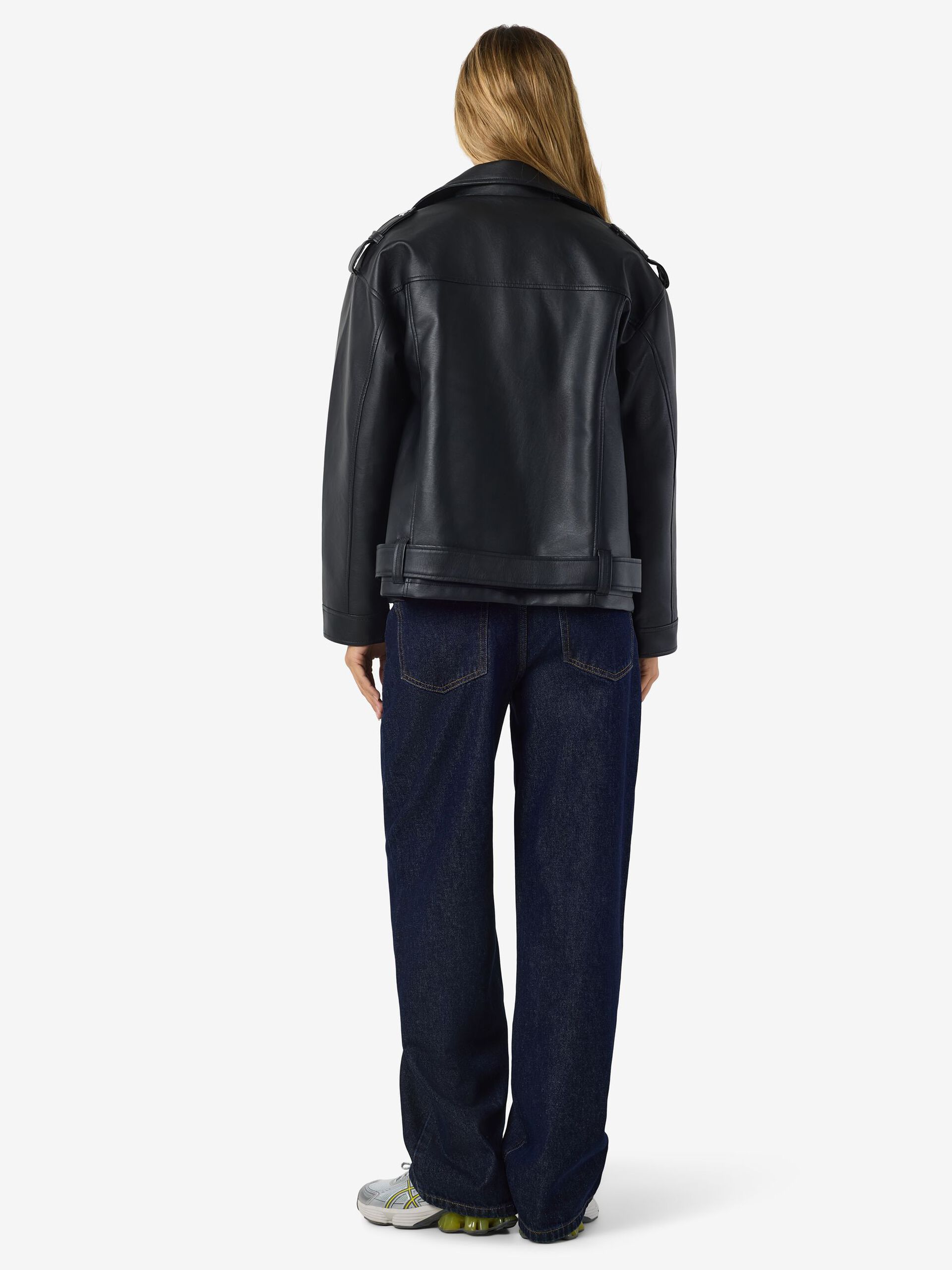 Carousel image - OVERSIZE FAUX LEATHER JACKET, Black | 3