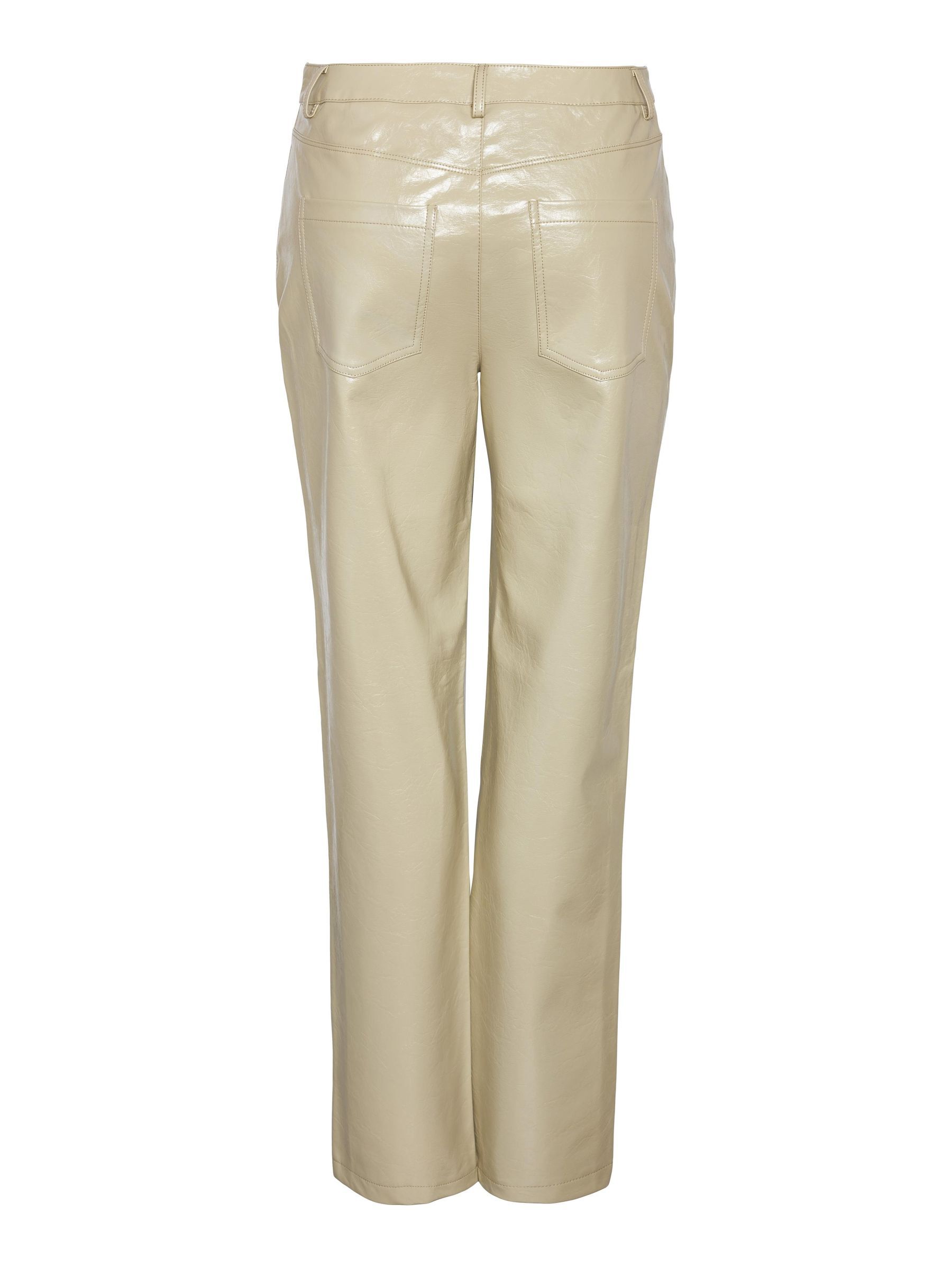 Cream faux leather pants on sale