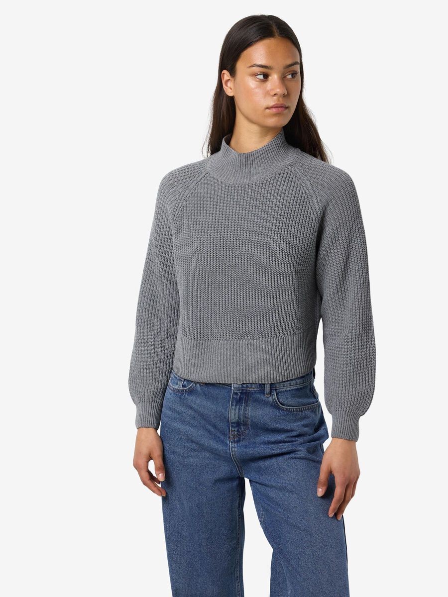 Product carousel image - HIGH NECK KNITTED JUMPER, Medium Grey Melange | 2