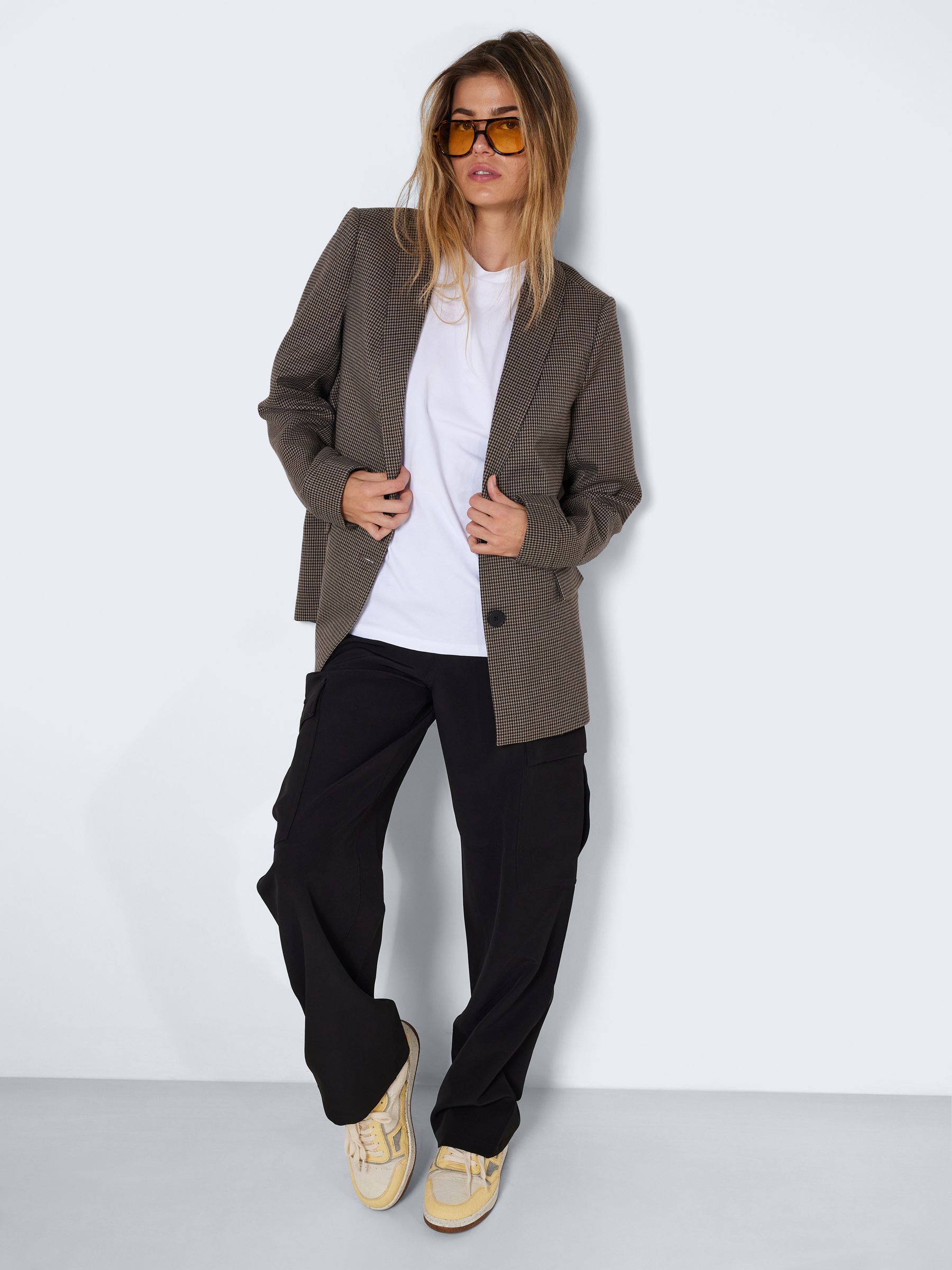 CHEQUERED BLAZER Brown NOISY MAY