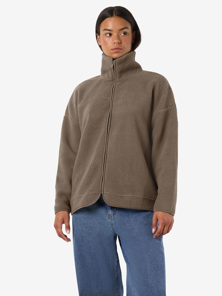 Product tile image - RELAXED FLEECE JACKET, Morel | 27034822_Morel