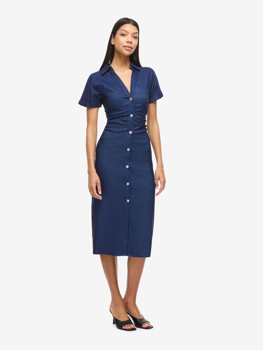 Product tile image - NMJOSEFINA ROBE MI-LONGUE, Dark Medium Blue Denim | 27038312_DarkMediumBlueDenim