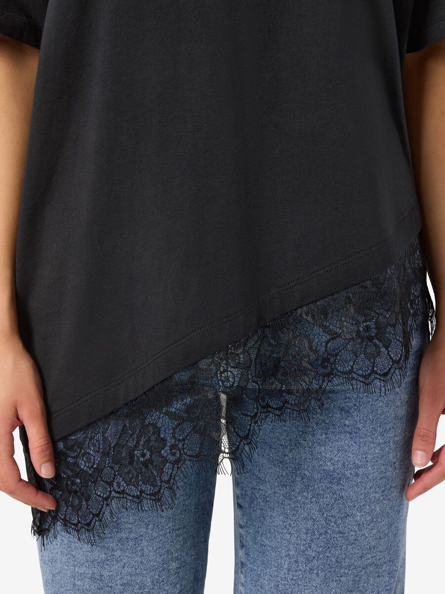 Carousel image 5 DENTELLE D&Eacute;CORATIVE T-SHIRT, Black