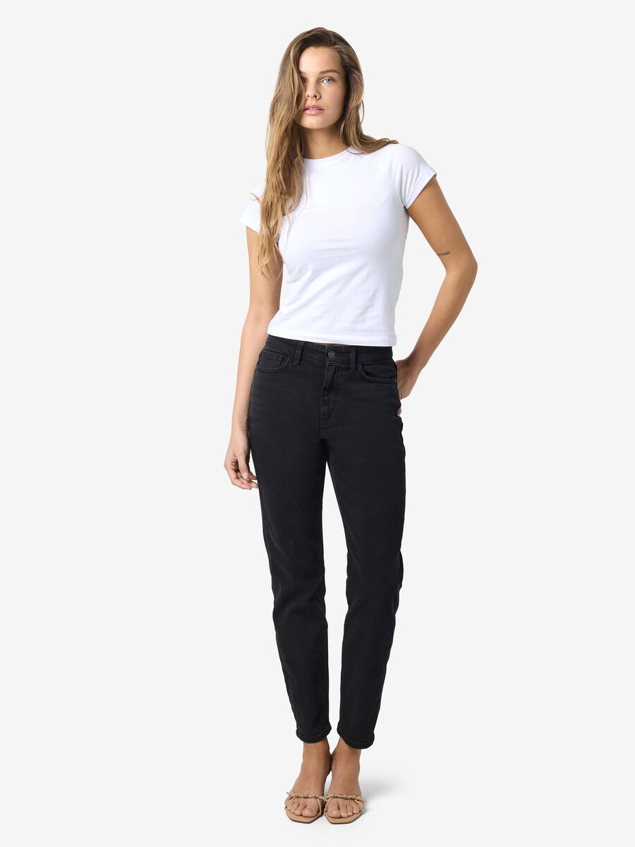 Noisy May NMMONI HIGH WAISTED CROPPED STRAIGHT FIT JEANS, Black Denim, highres - 27021112_BlackDenim_007.jpg