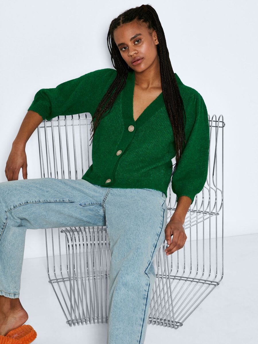 Noisy May CROPPED KNITTED CARDIGAN, Island Green, highres - 27016823_IslandGreen_960261_007.jpg