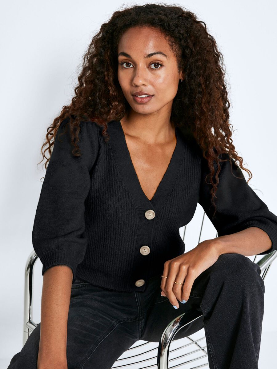 Noisy May CROPPED KNITTED CARDIGAN, Black, highres - 27016823_Black_007.jpg