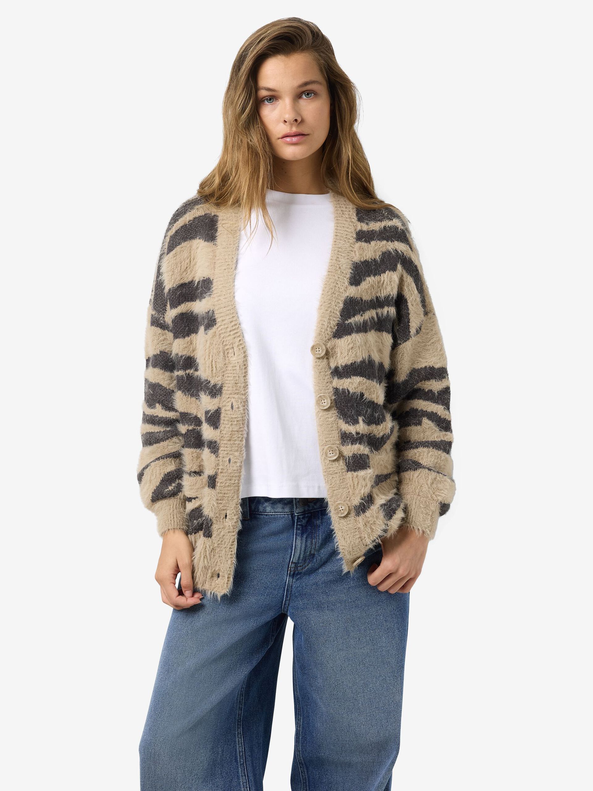 Carousel image - ANIMAL PRINT CARDIGAN, Aluminum | 6