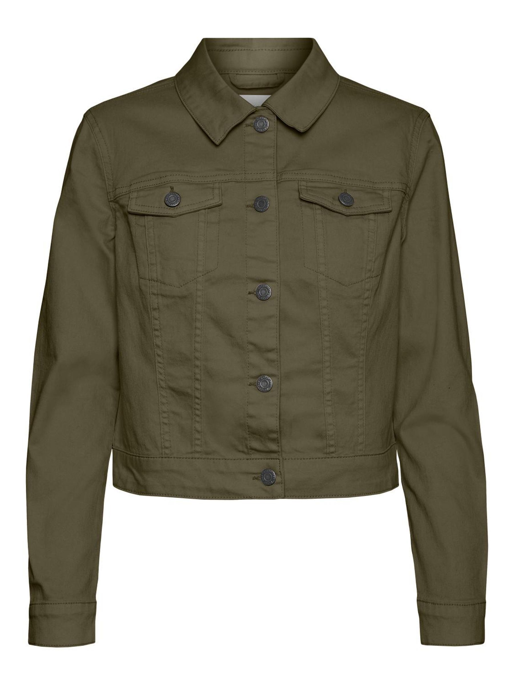 Khaki cropped denim jacket store