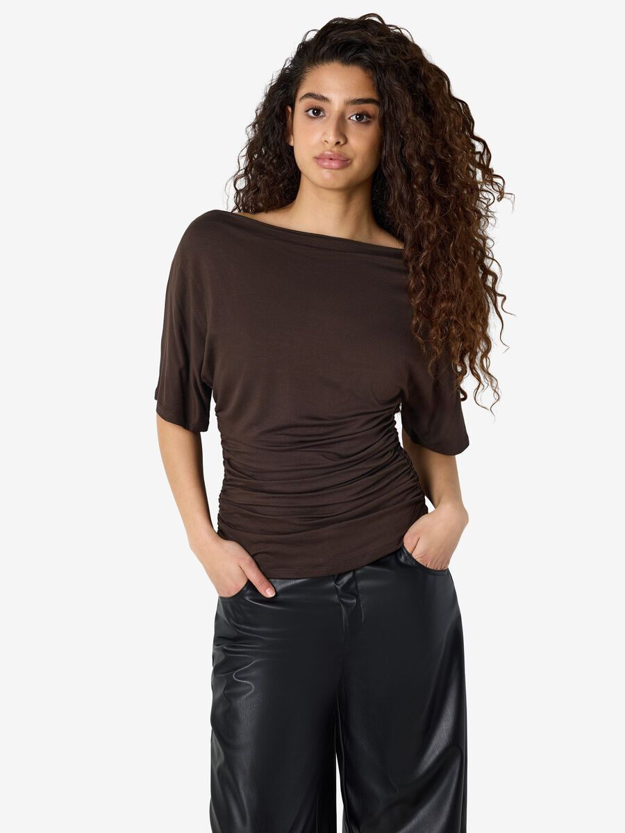 Product tile image - NMJUNE ONE-SHOULDER TOP, Chocolate Brown | 27038695_ChocolateBrown