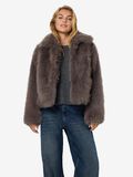 Product image thumbnail - FAUX FUR COAT, Charcoal Gray | 1