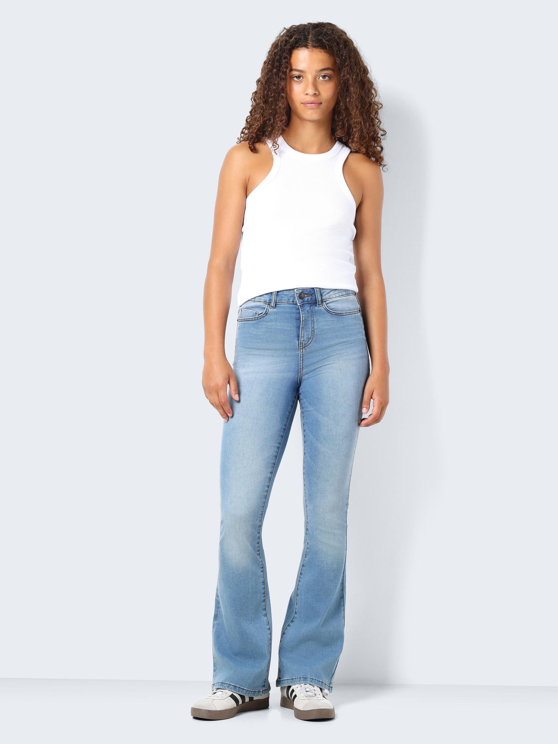 Jean taille haute évasé top