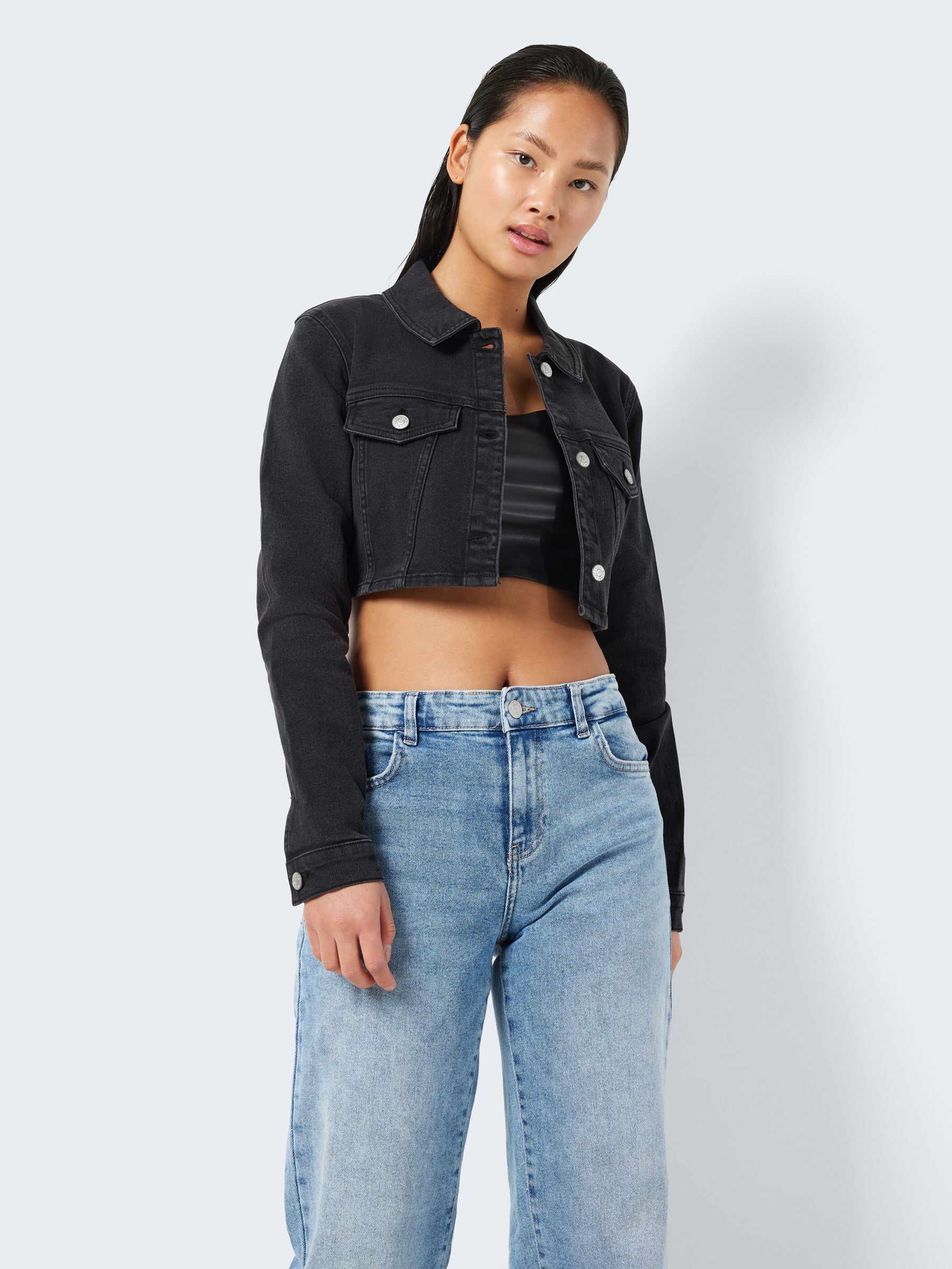 CROPPED DENIM JACKET Black NOISY MAY