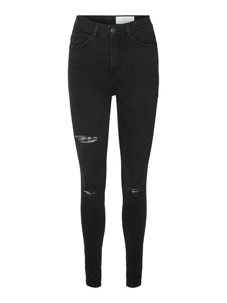 Noisy May NMBUDDY HIGH WAISTED SKINNY FIT JEANS, Black, highres - 27024004_Black_001.jpg