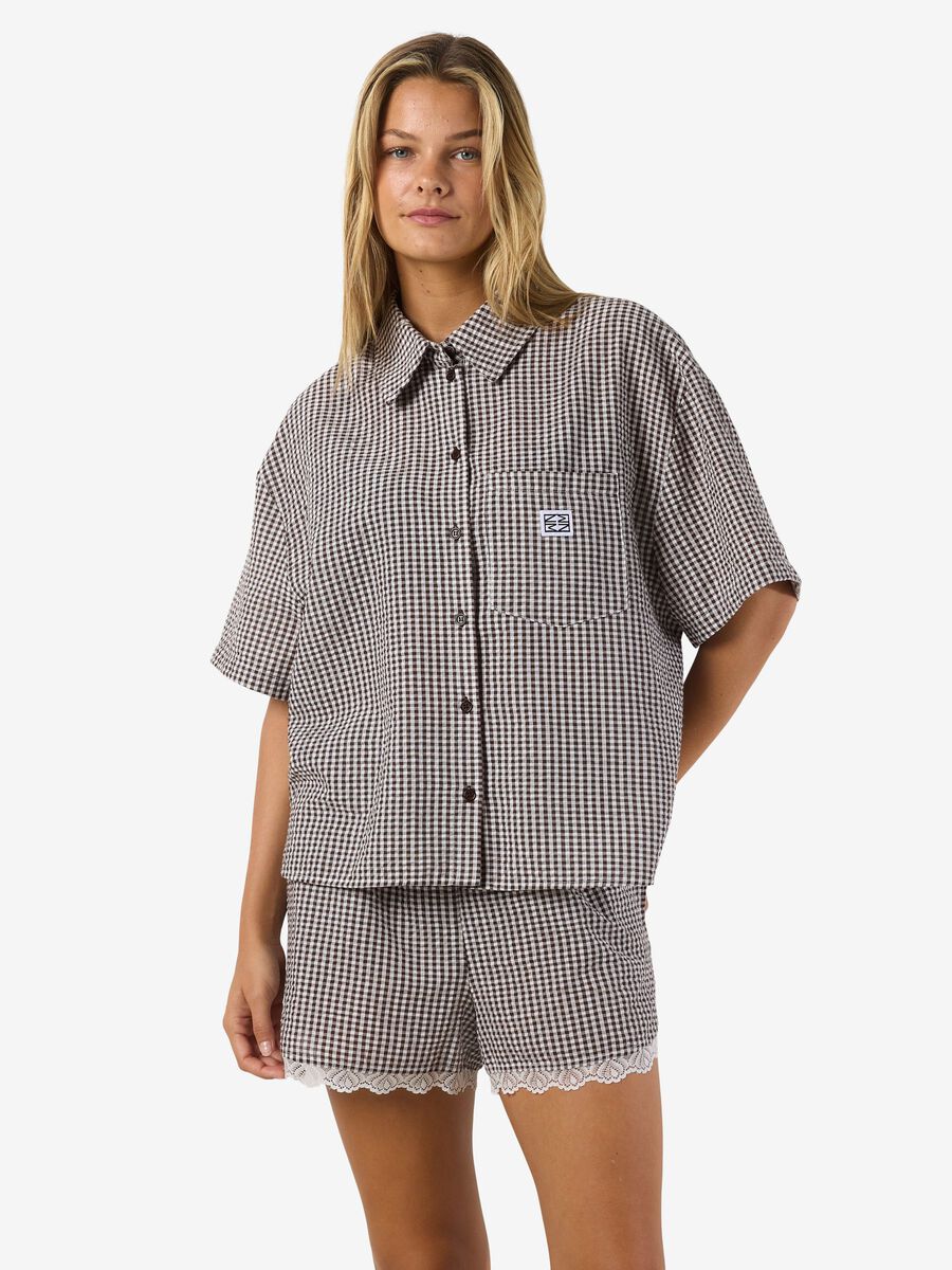 Product tile image - NMELIZA  SHORT SLEEVED SHIRT, Chocolate Brown | 27037024_ChocolateBrown_1249611