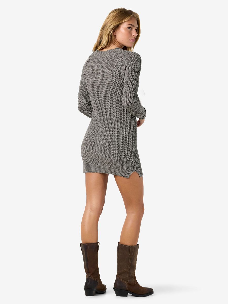Carousel image - KORT STICKAD KLÄNNING, Medium Grey Melange | 3