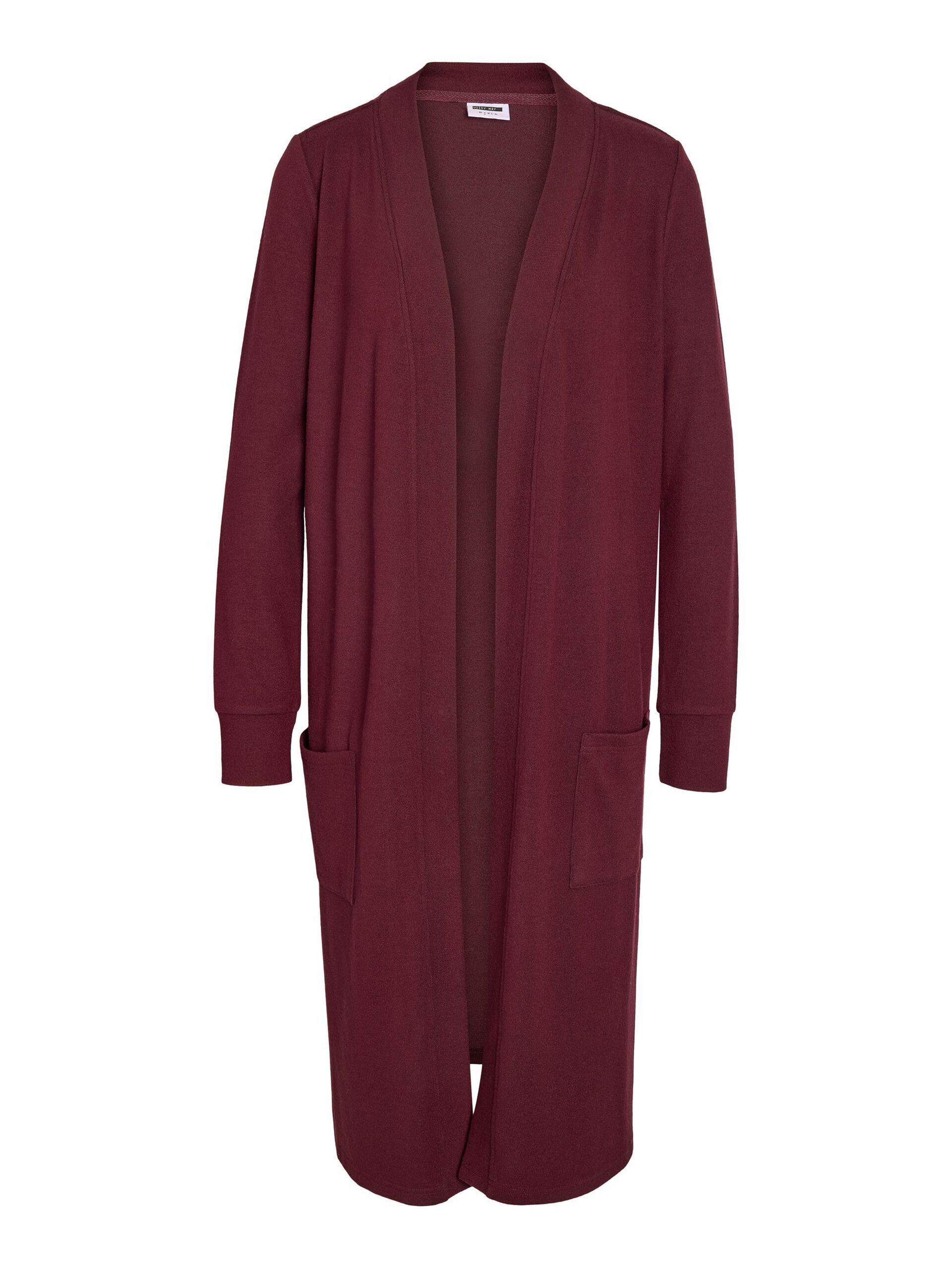 Carousel image - LONG OPEN CARDIGAN, Windsor Wine | 2