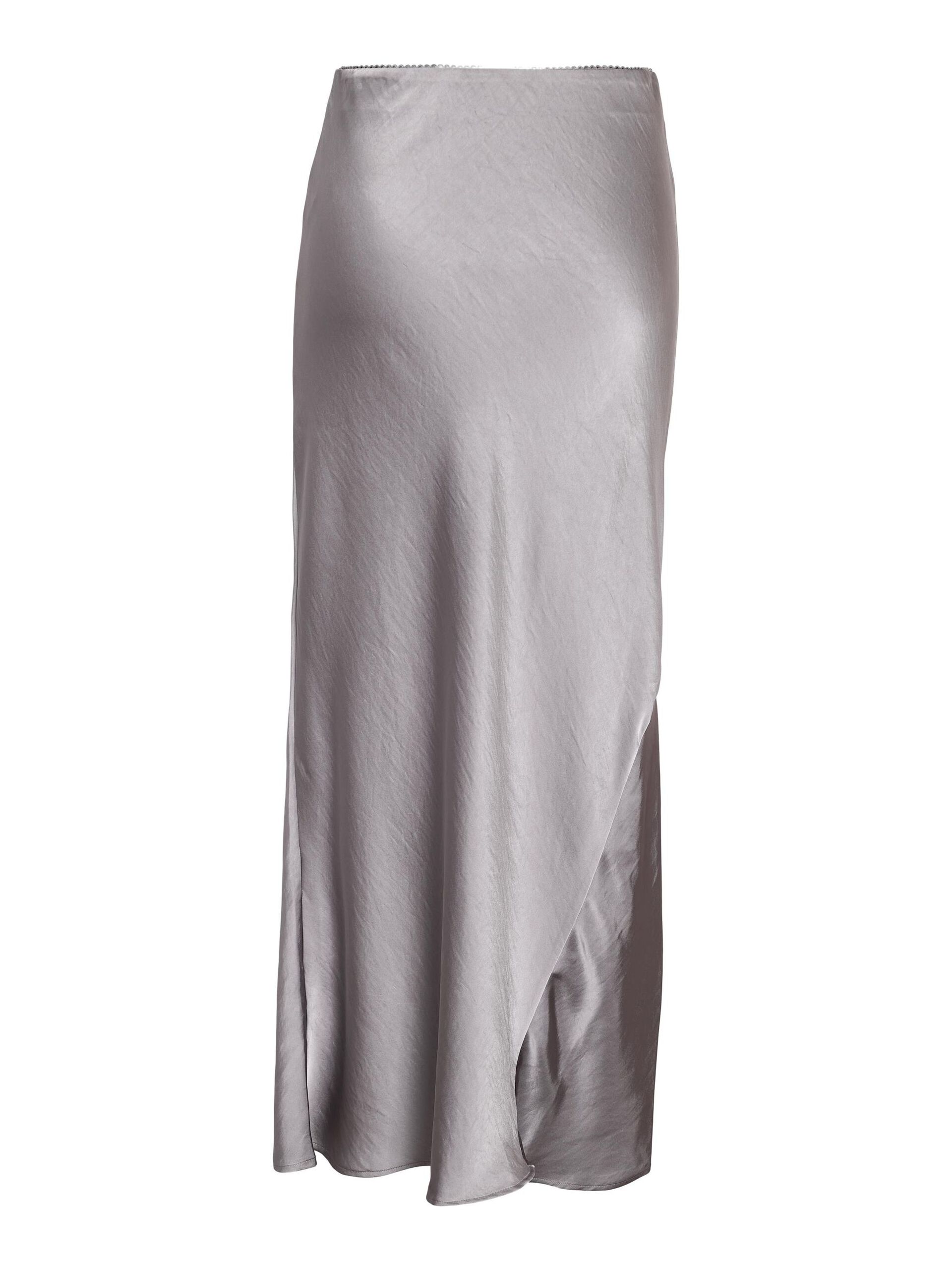Carousel image - METALLIC MAXI SKIRT, Ghost Gray | 7