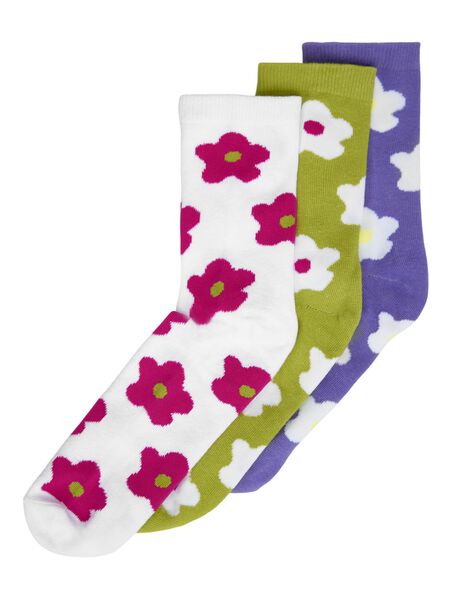 Noisy May 3-PACK FLOWER SOCKS, Dark Citron, highres - 27024802_DarkCitron_1020015_001.jpg