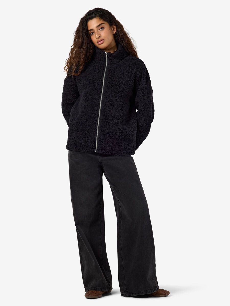Carousel image 4 GEMUSTERTE FLEECEJACKE, Black