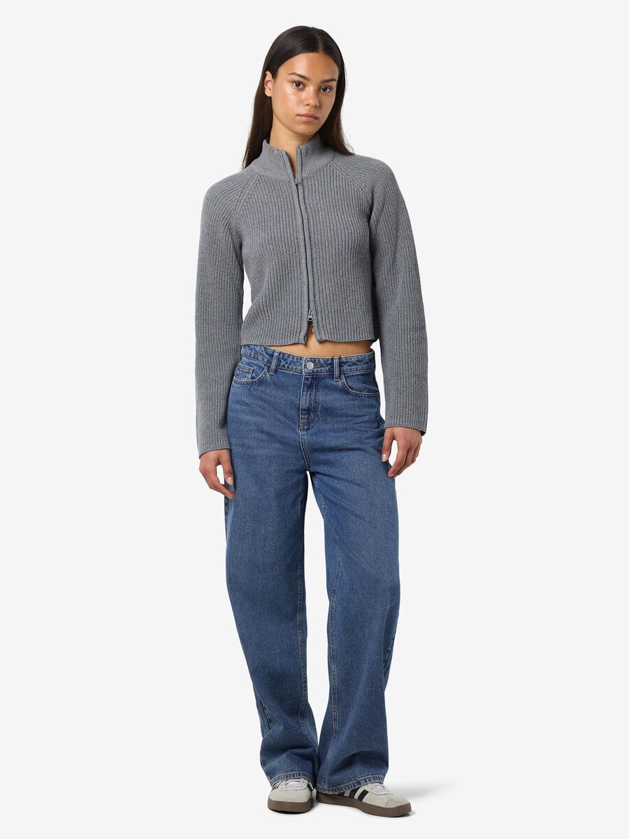 Carousel image - HIGH NECK CARDIGAN, Medium Grey Melange | 4