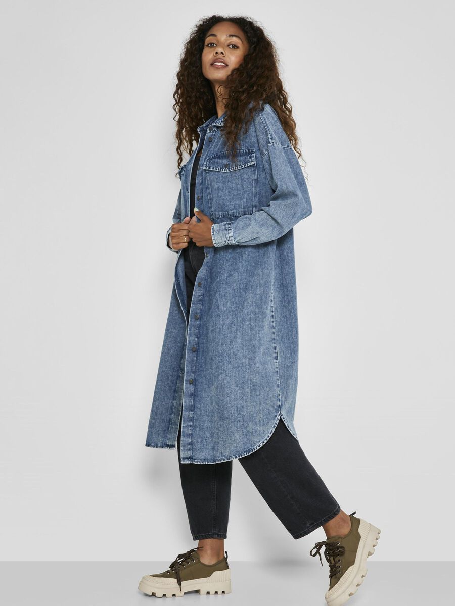 LANG JEANSHEMD, Medium Blue Denim, highres