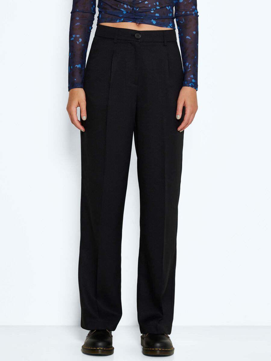Noisy May HIGH WAISTED STRAIGHT FIT TROUSERS, Black, highres - 27022757_Black_003.jpg