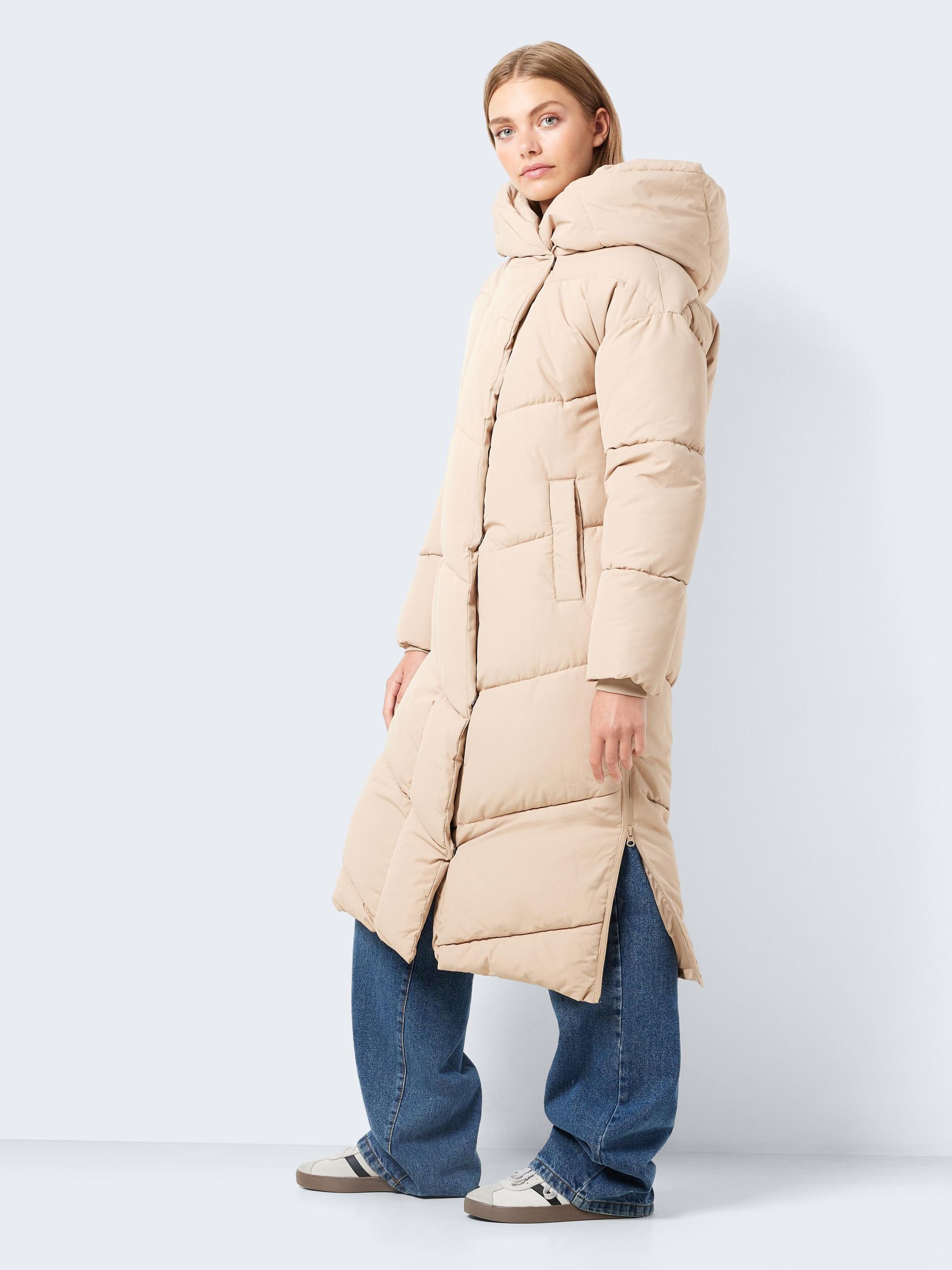 NMTALLY EXTRA LONG PUFFER JACKET Brown NOISY MAY