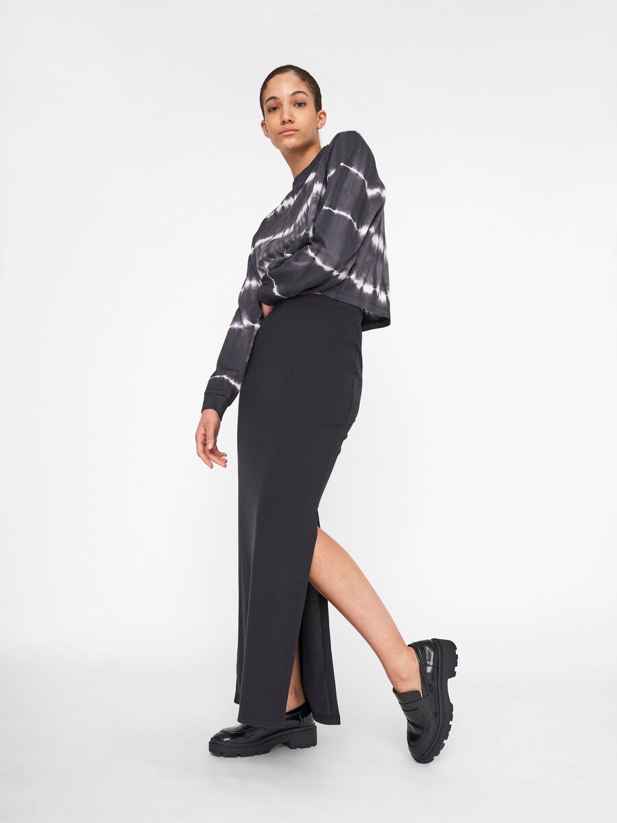 HIGH WAIST MAXI SKIRT, Black, highres