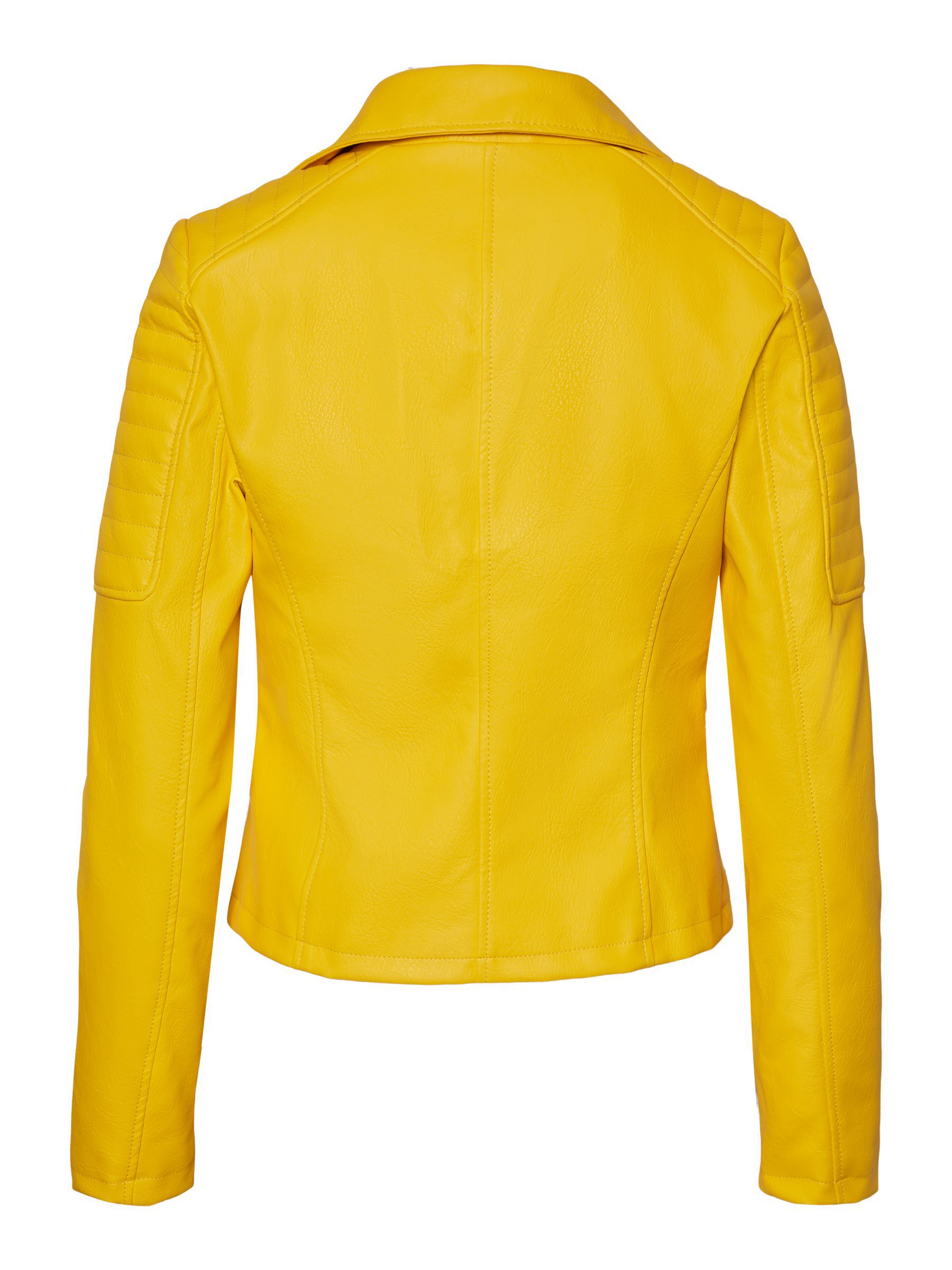 Yellow faux leather jacket store