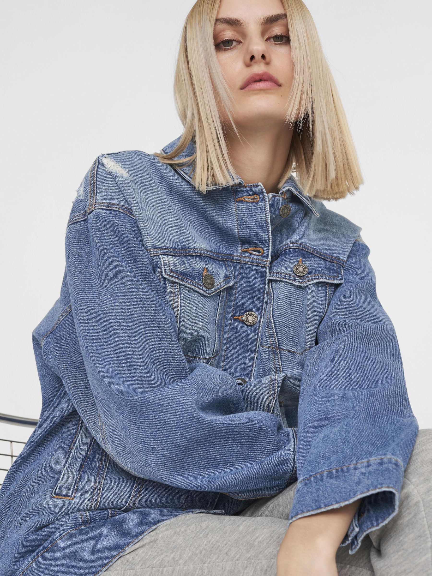 LONG DESTROYED DENIM JACKET
