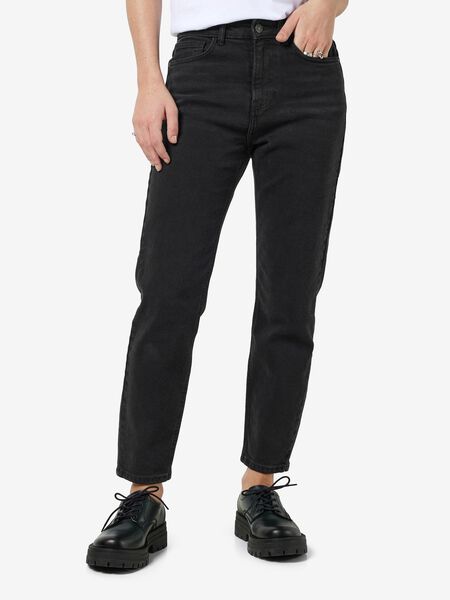 Noisy May NMMONI HIGH WAISTED CROPPED STRAIGHT FIT JEANS, Black Denim, highres - 27021112_BlackDenim_003.jpg