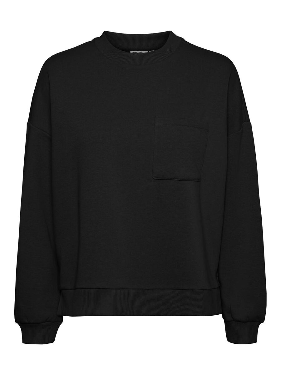 O-NECK - POCKET SWEATSHIRT, Black, highres