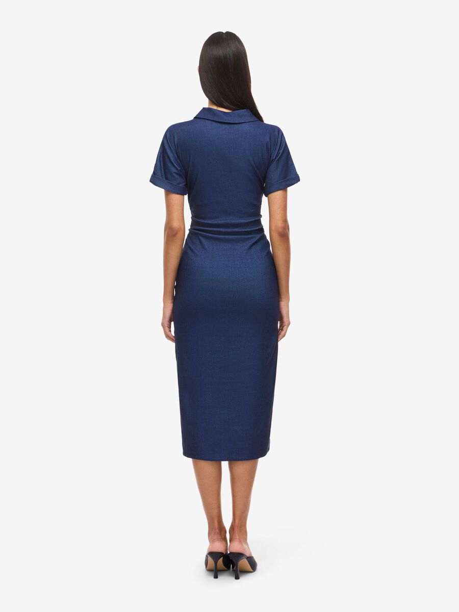 Carousel image - NMJOSEFINA  MIDI DRESS, Dark Medium Blue Denim | 4
