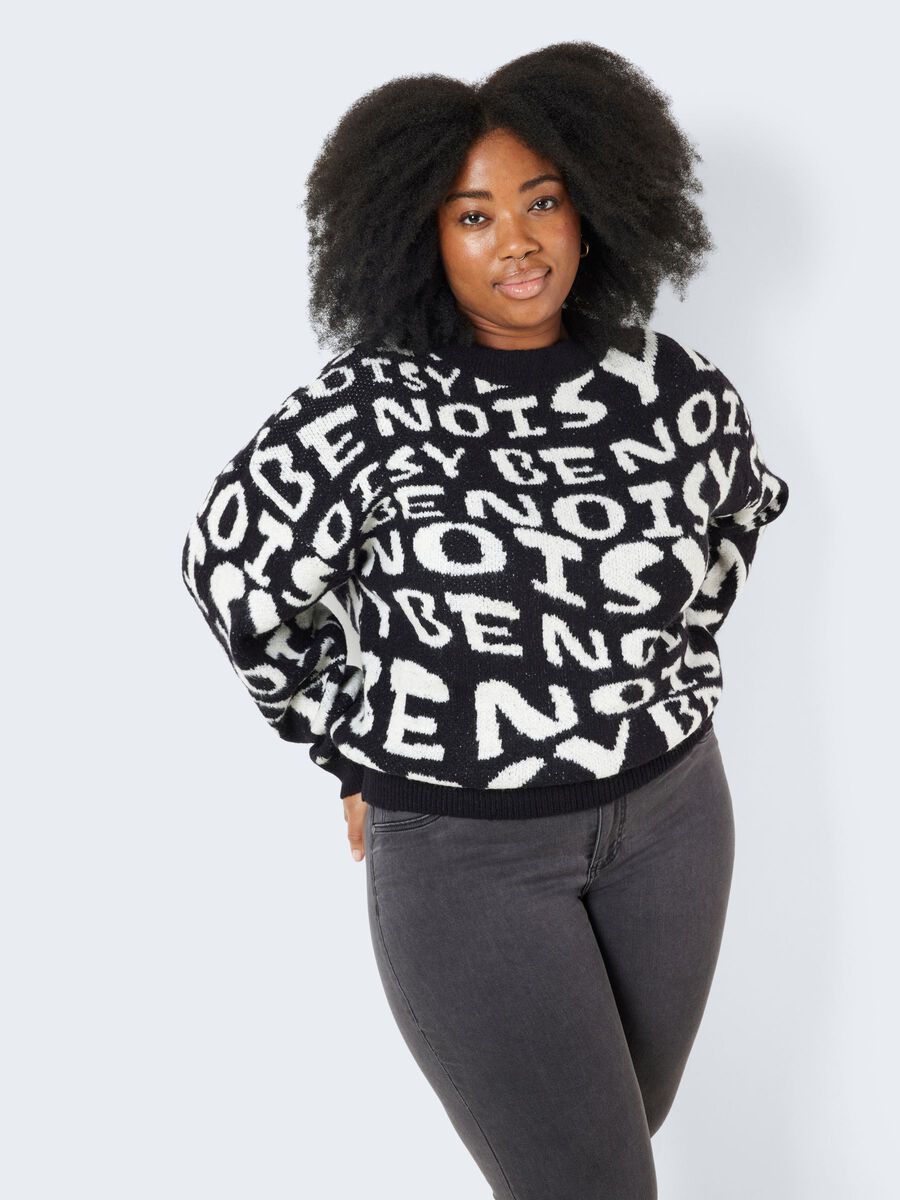 Noisy May CURVE LOGO KNITTED PULLOVER, Black, highres - 27025537_Black_1030229_007.jpg