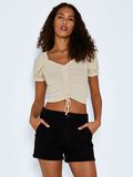 Noisy May SHORT SLEEVED RUCHED TOP, Pearled Ivory, highres - 27022031_PearledIvory_003.jpg
