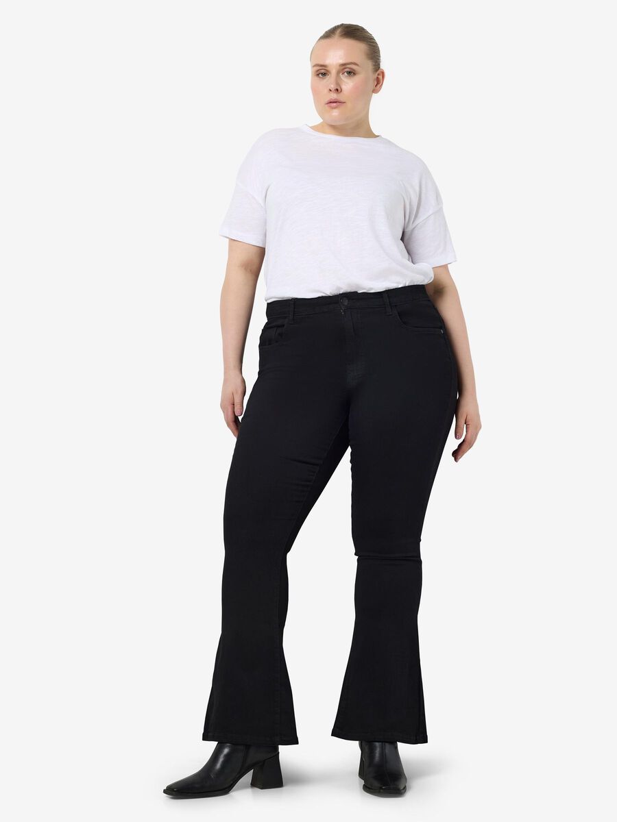 Noisy May CURVE NMSALLIE HIGH-WAIST FLARED JEANS, Black, highres - 27020502_Black_007.jpg