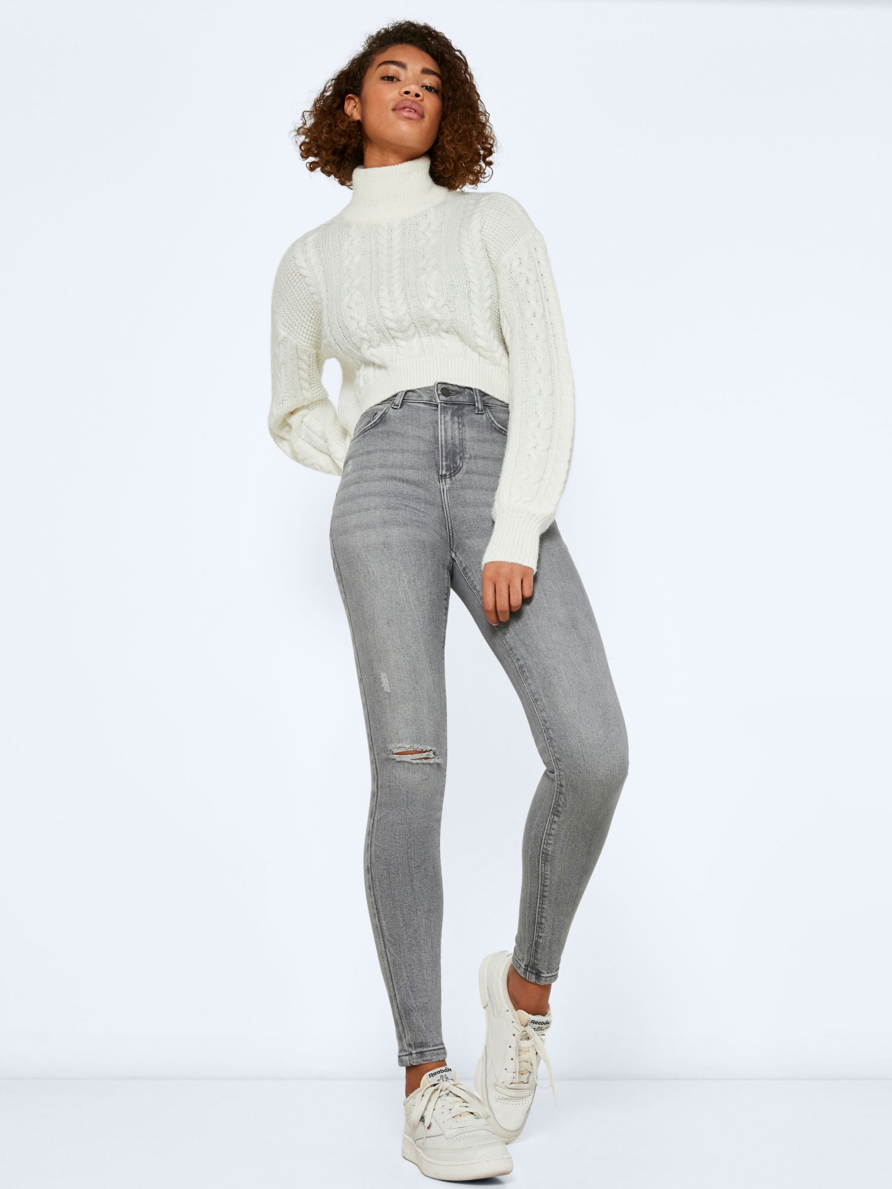 NMCALLIE HIGH WAISTED SKINNY FIT JEANS Grey NOISY MAY