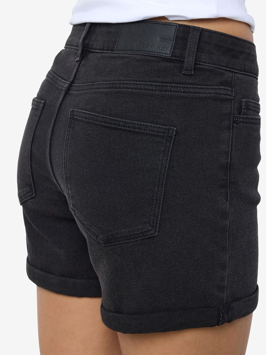 Noisy May COUPE SLIM SHORTS EN JEAN, Black, highres - 27032490_Black_007.jpg