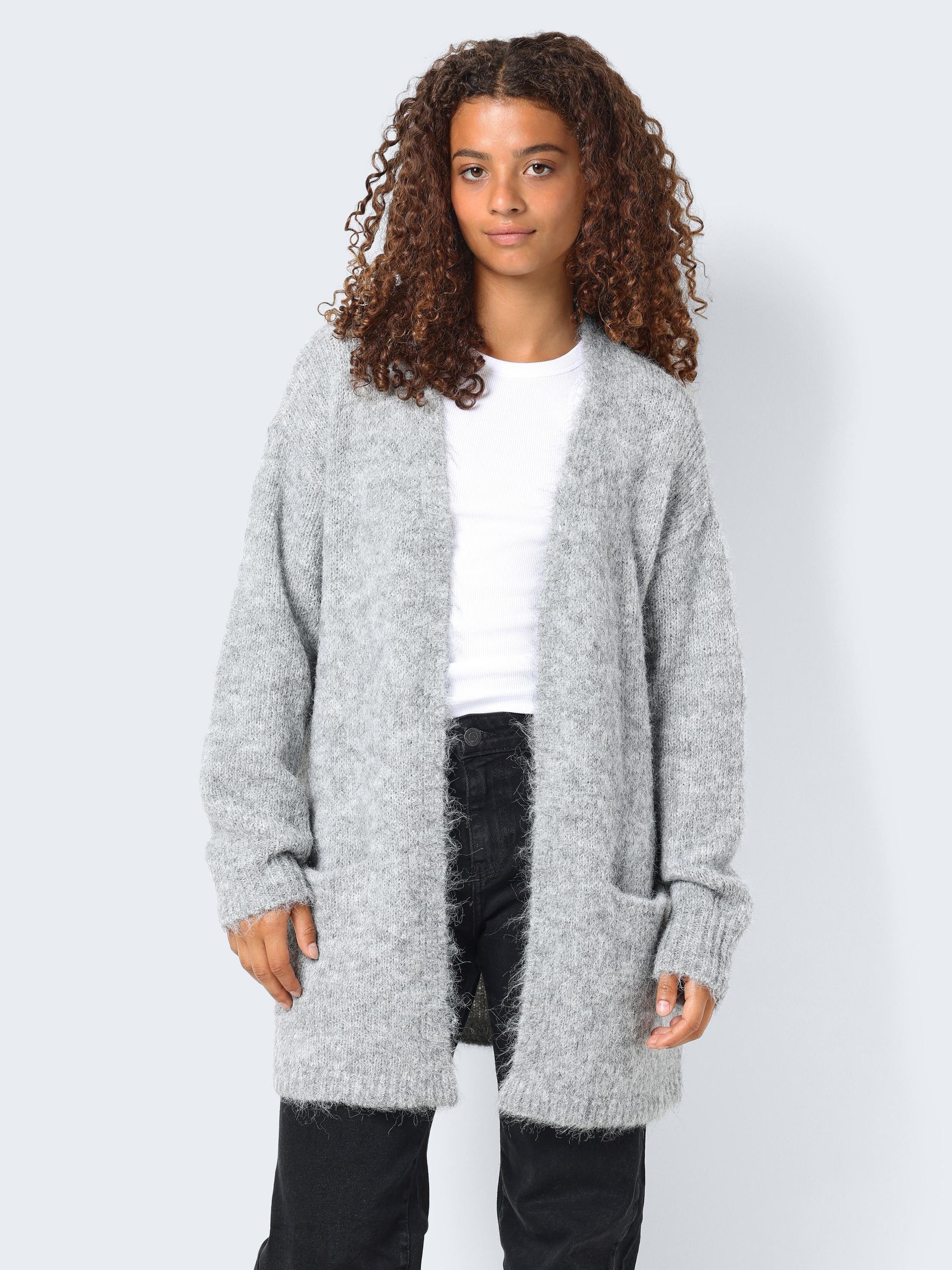 Grey cheap fuzzy cardigan