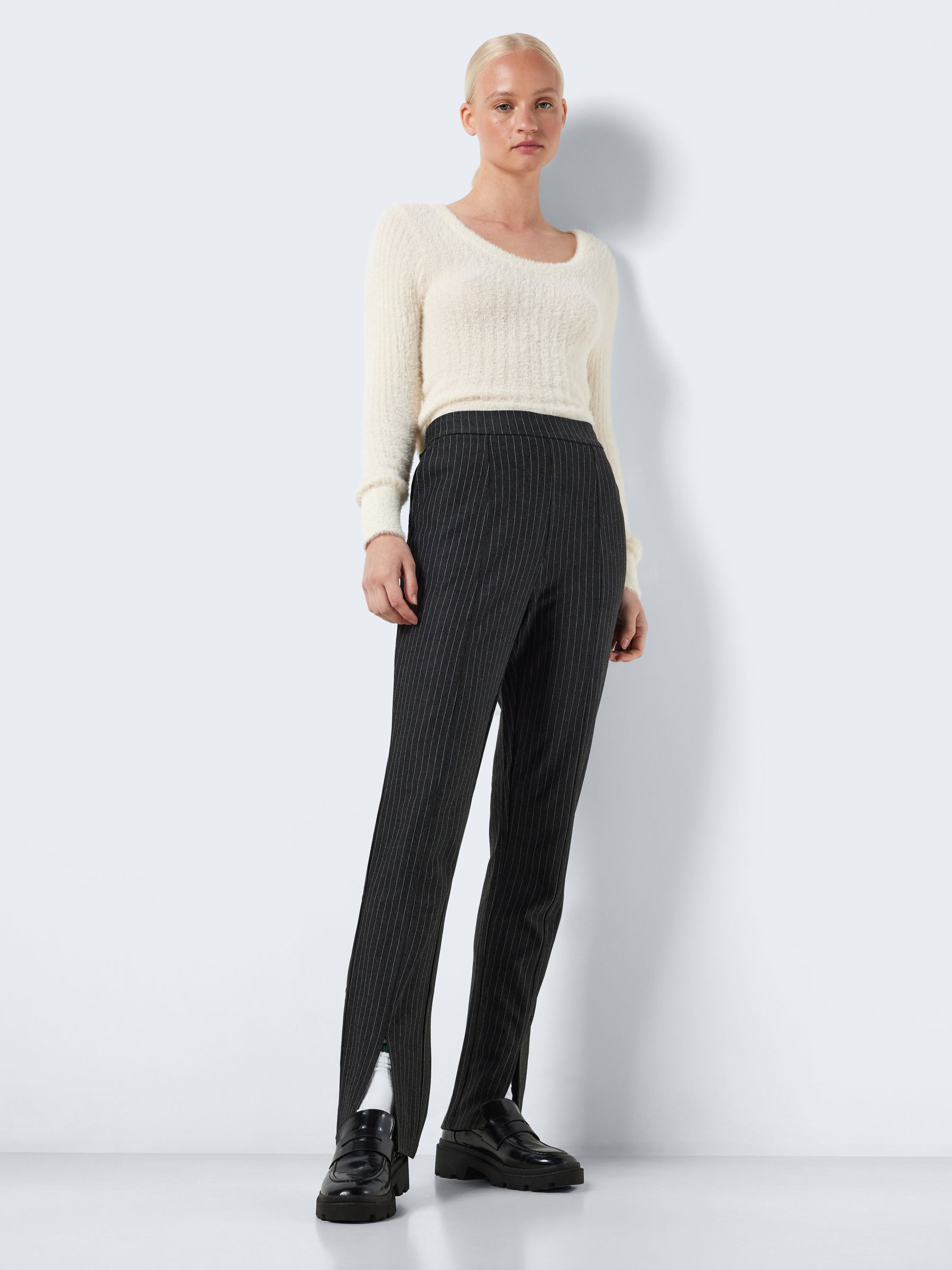 Dark grey outlet pinstripe trousers