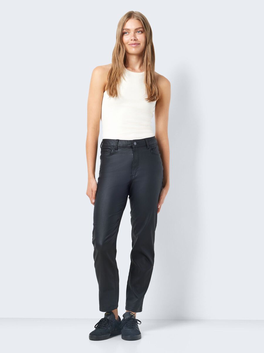Noisy May NMMONI GECROPT GECOAT STRAIGHT FIT JEANS, Black, highres - 27026663_Black_004.jpg