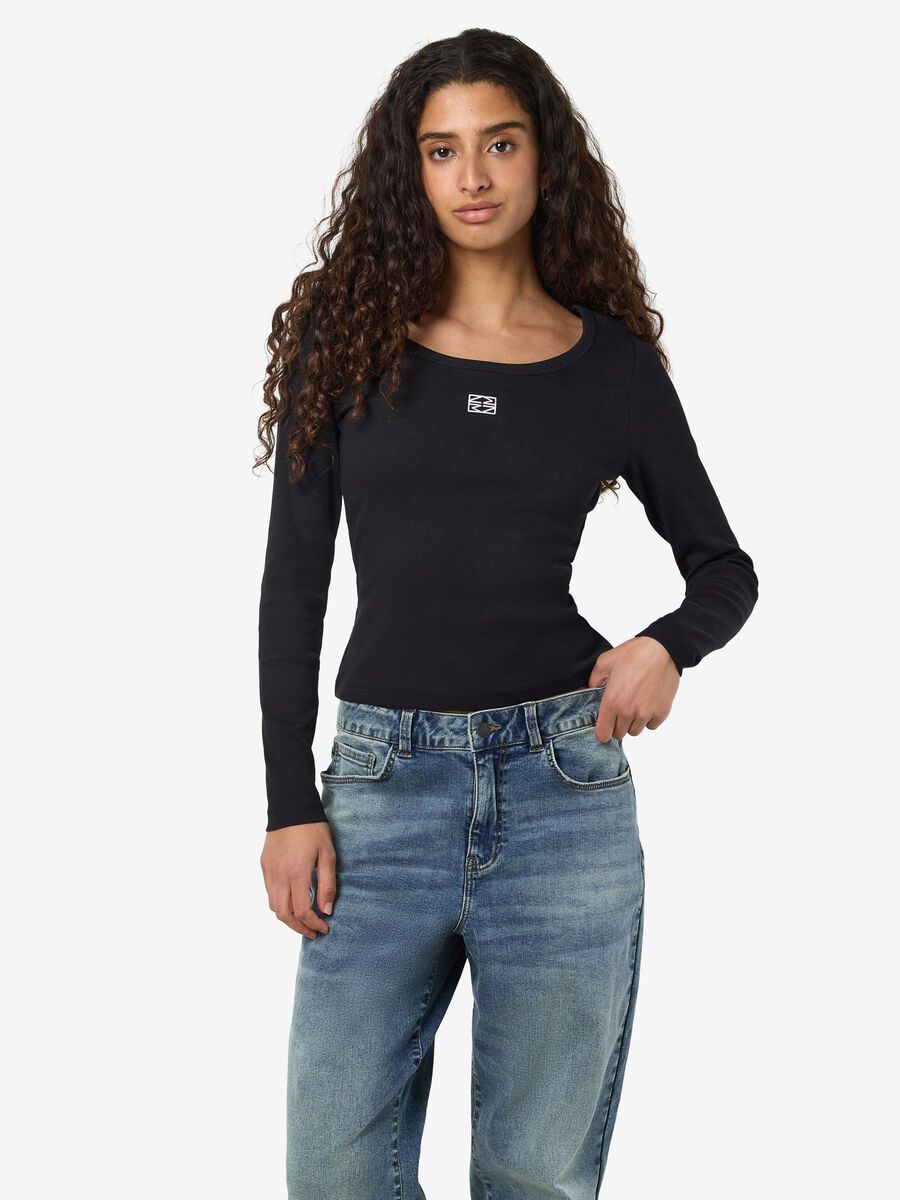 Product carousel image - SLIM FIT LONG SLEEVED TOP, Black | 2