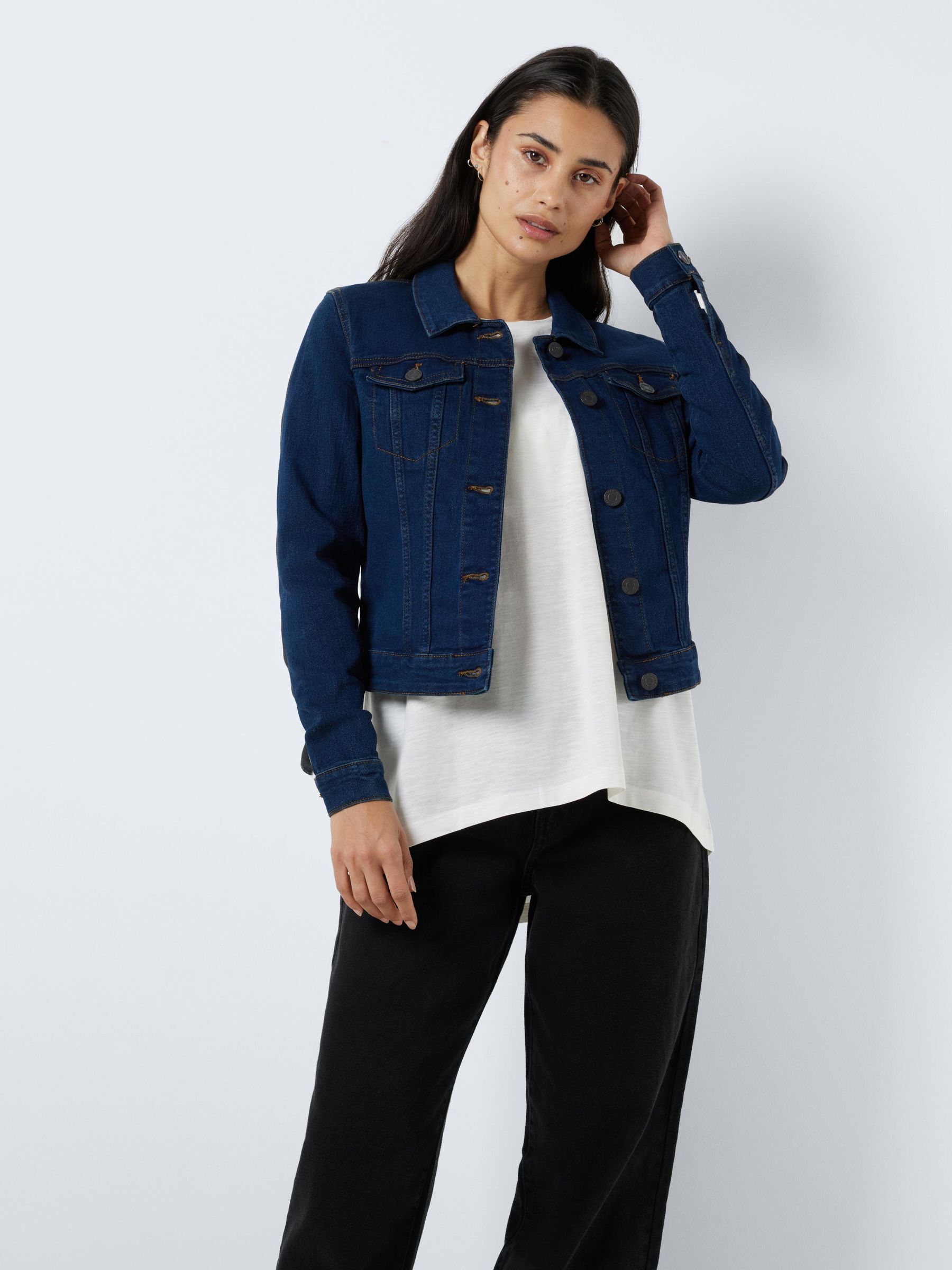 Women's dark blue denim jacket best sale