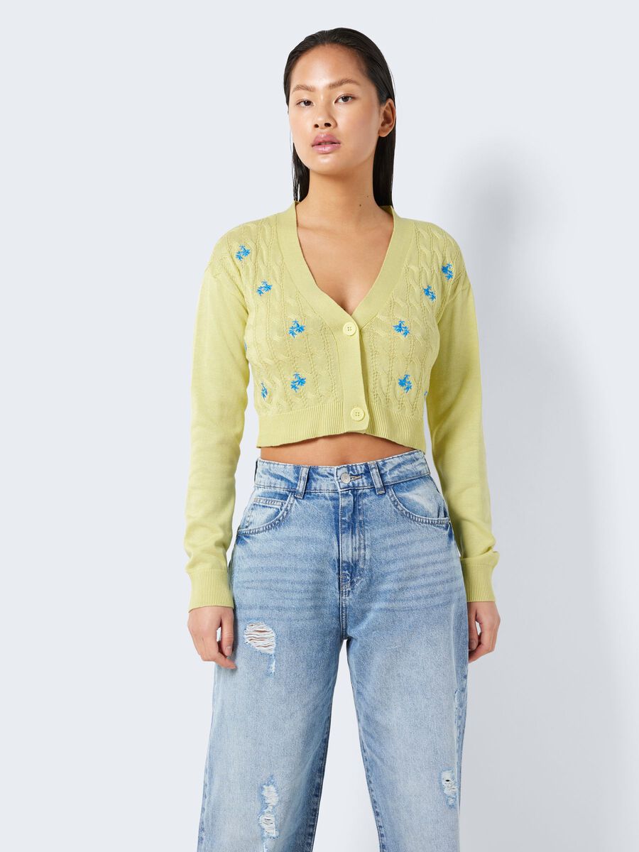 Noisy May EMBROIDERED CARDIGAN, Pale Lime Yellow, highres - 27024957_PaleLimeYellow_1020942_003.jpg