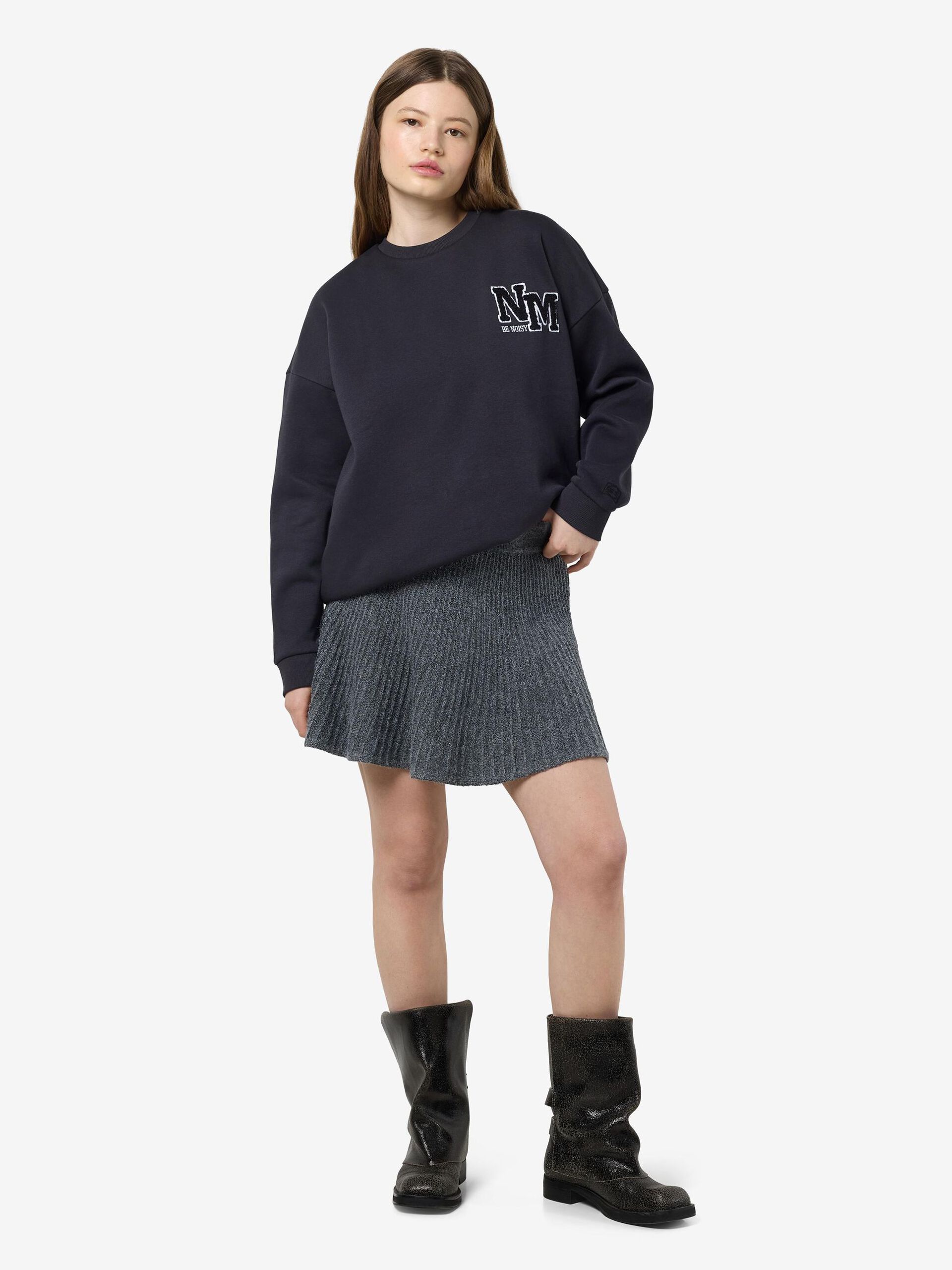 Carousel image - KNITTED MINI SKIRT, Medium Grey Melange | 6